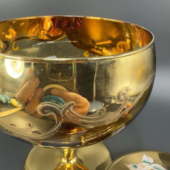 Venetian Glass Candy Dish Container Jar Apothecary Jar Painted Italian Glass VTG - Picture 9 of 16